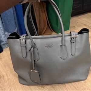 Prada Slate Gray Saffiano Leather Handbag